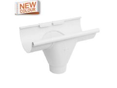 115mm Half Round 9016M White Galvanised Steel 80mm 'prefab' Gutter Outlet