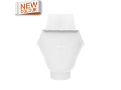 115mm Half Round 9016M White Galvanised Steel 80mm 'wrap around' Gutter Outlet