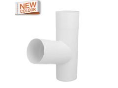 80mm 9016M White Galvanised Steel Downpipe 70 degree Branch
