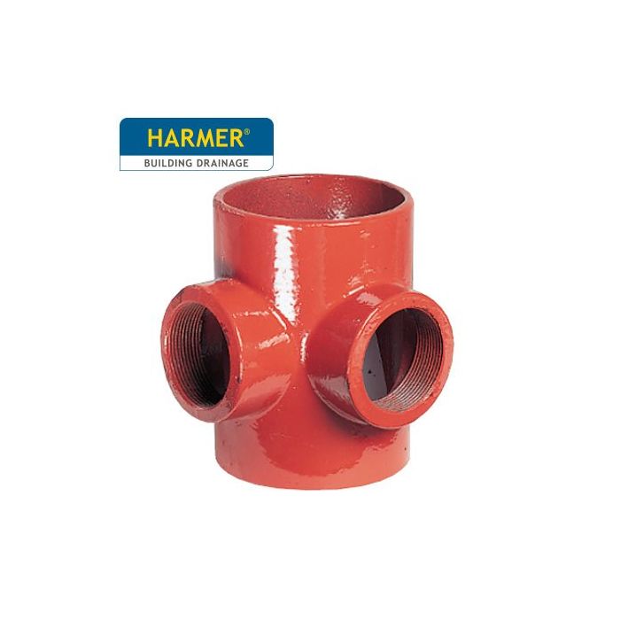 100 x 2" BSP Harmer SML Cast Iron Soil & Waste Above Ground Pipe - Corner Boss Pipes - 100mm length