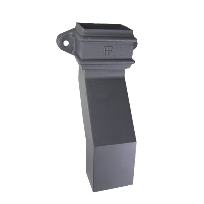 100 x 75mm (4"x3") Hargreaves Foundry Cast Iron Square Downpipe 135 Degree Plinth Offset - 150mm Projection - Primed