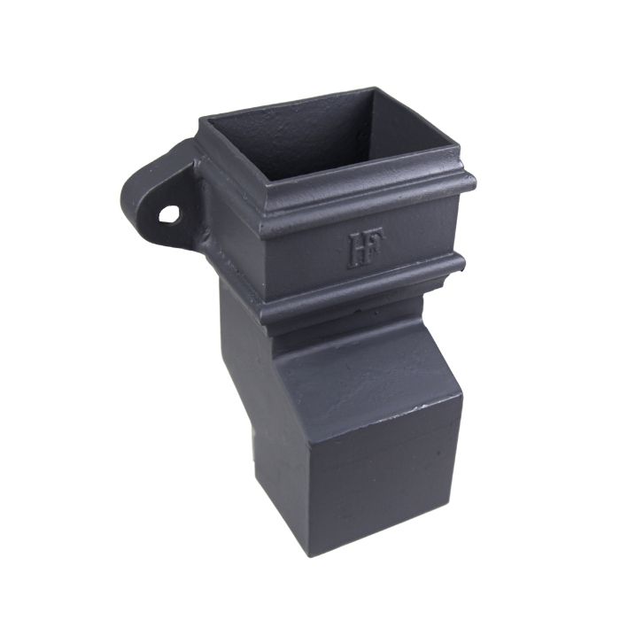 100 x 75mm (4"x3") Hargreaves Foundry Cast Iron Square Downpipe Anti-Splash Shoe - without Ears - Primed