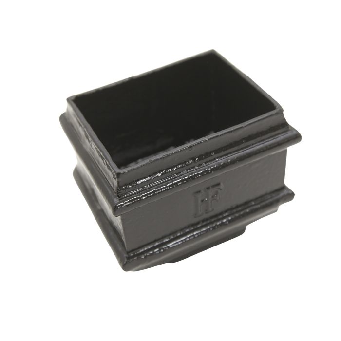 100 x 75mm (4"x3") Hargreaves Foundry Cast Iron Square Downpipe Square To 100mm Round Connector - Pre-painted Black