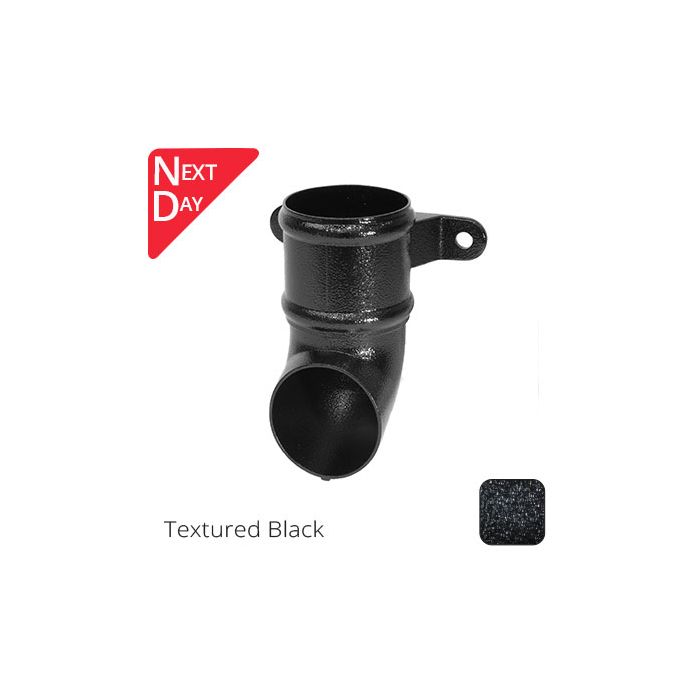 100mm (4") Cast Aluminium Downpipe Shoe with Ears - Textured Black