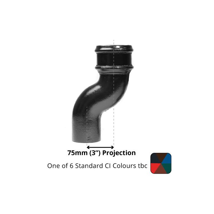 65mm (2.5") Cast Iron Downpipe Offset 75mm (3") Projection - One of 6 CI Standard RAL Colours TBC








































