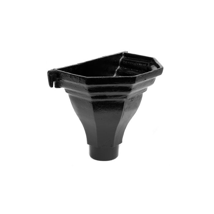 75mm (3") Cast Iron Fluted Flat Back Hopper - Black