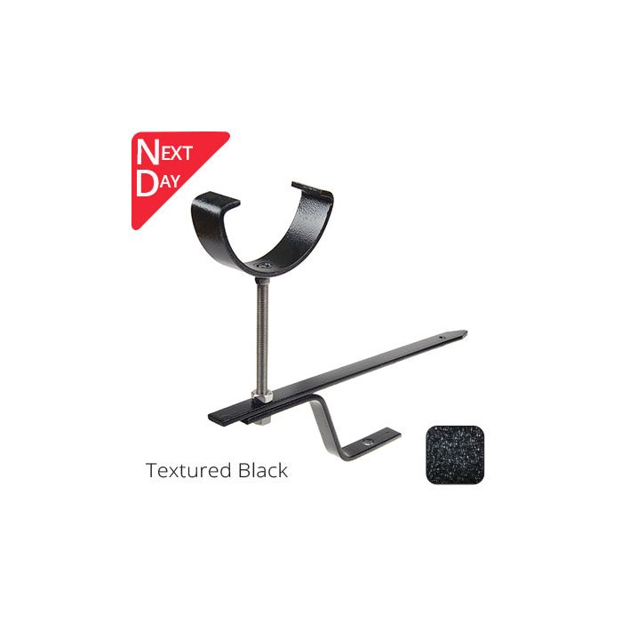 115mm (4.5") Half Round Cast Aluminium Rise & Fall Gutter Bracket - Textured Black