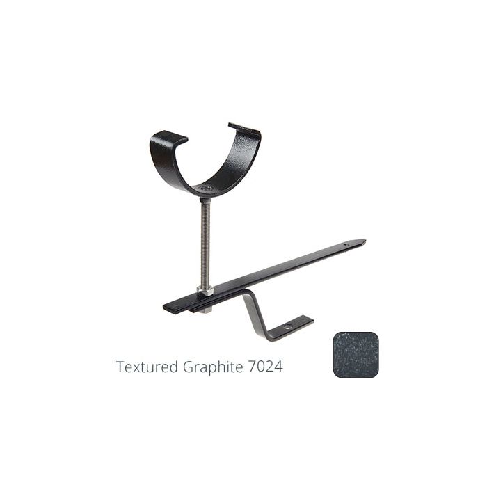 100mm (4") Half Round Cast Aluminium Rise & Fall Gutter Bracket - Textured Graphite Grey RAL 7024 