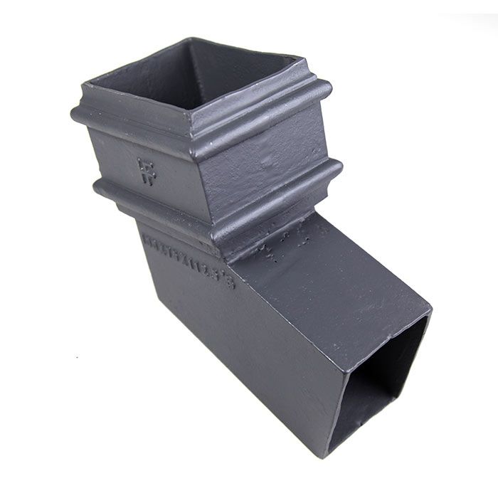 100x100mm (4"x4") Hargreaves Foundry Cast Iron Square Downpipe 112.5 Degree Bend - Primed