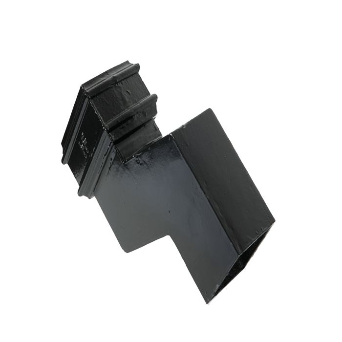 100x100mm (4"x4") Hargreaves Foundry Cast Iron Square Downpipe 112.5 Degree Offset - 75mm Projection - Pre-painted Black
