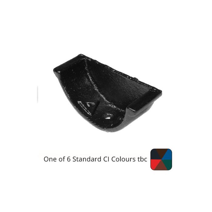 125mm (5") Beaded Half Round Cast Iron External Stop End - One of 6 CI Standard RAL Colours TBC