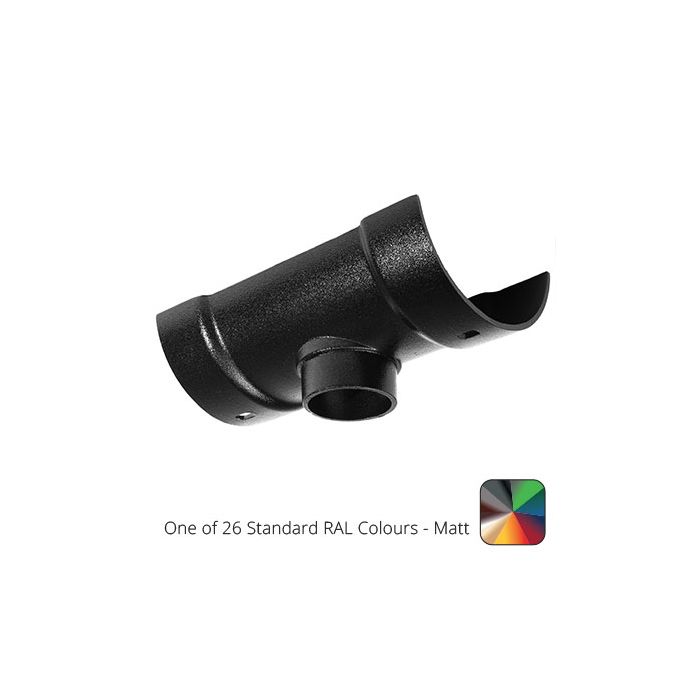 115mm (4.5") Half Round Cast Aluminium 63mm Gutter Outlet - One of 26 Standard Matt RAL colours TBC 