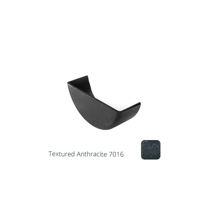 100mm (4") Half Round Cast Aluminium External Stop End - Textured Anthracite Grey RAL 7016 