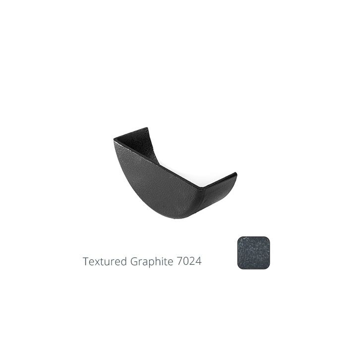 115mm (4.5") Half Round Cast Aluminium External Stop End - Textured Graphite Grey RAL 7024 