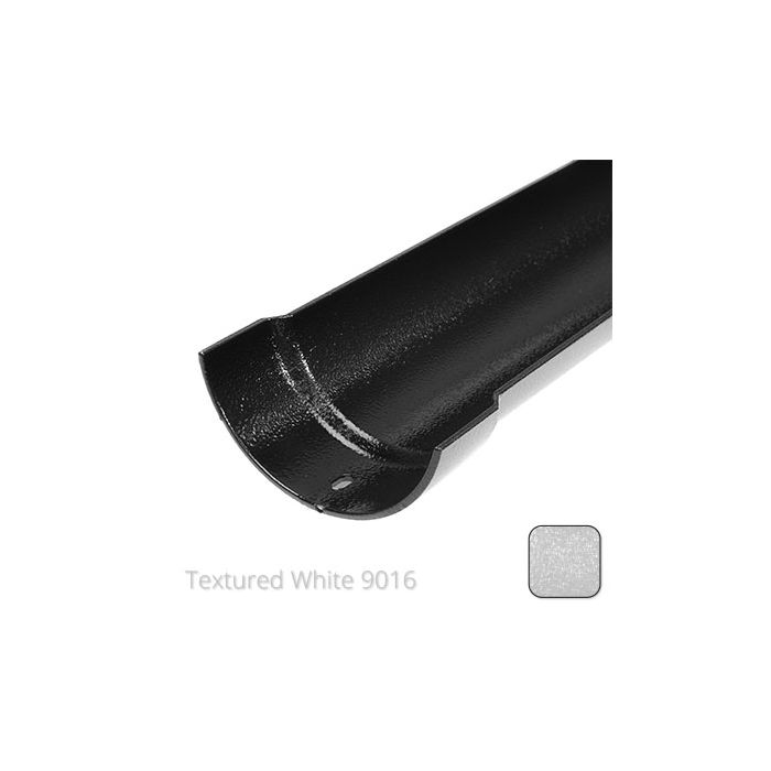 115mm (4.5") Half Round Cast Aluminium Gutter 1.83m length - Textured Traffic White RAL 9016 