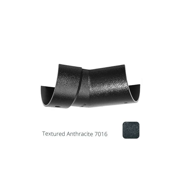125mm (5") Half Round Cast Aluminium Gutter 135 Internal Angle - Textured Anthracite Grey RAL 7016 