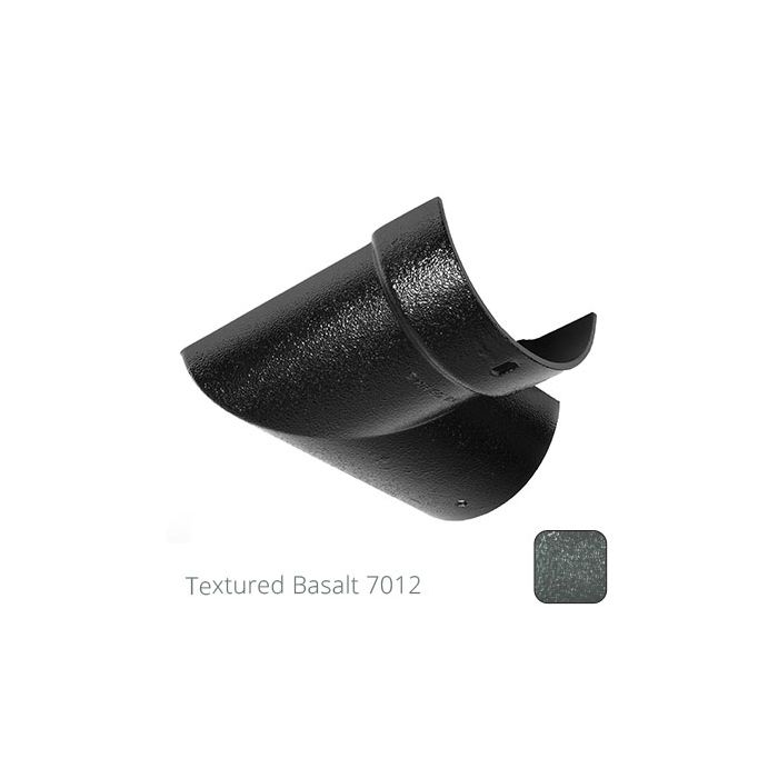 115mm (4.5") Half Round Cast Aluminium Gutter 90 Internal Angle - Textured Basalt Grey RAL 7012 