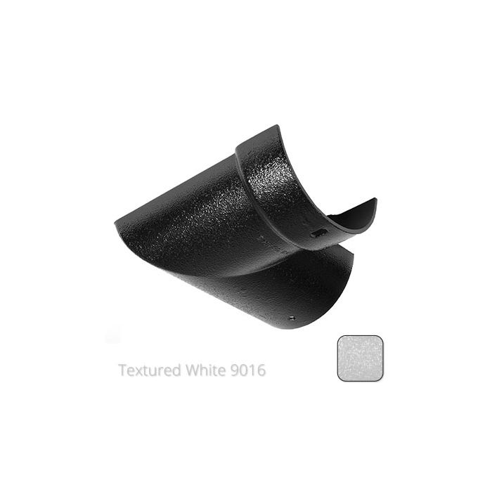 115mm (4.5") Half Round Cast Aluminium Gutter 90 Internal Angle - Textured Traffic White RAL 9016 
