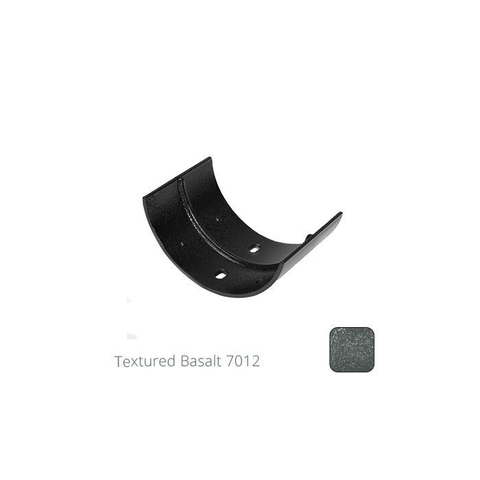 115mm (4.5") Half Round Cast Aluminium Gutter Union - Textured Basalt Grey RAL 7012 