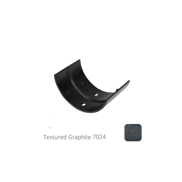 100mm (4") Half Round Cast Aluminium Gutter Union - Textured Graphite Grey RAL 7024 