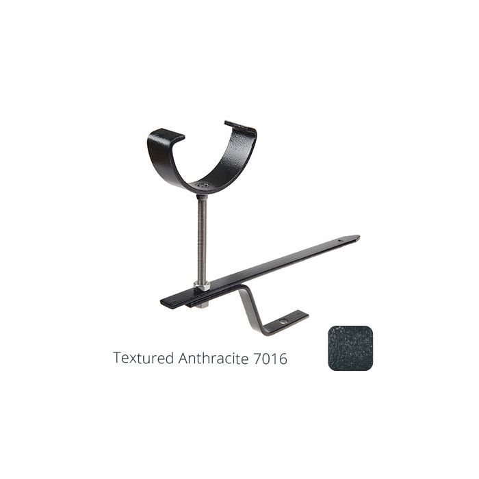 125mm (5") Half Round Cast Aluminium Rise & Fall Gutter Bracket - Textured Anthracite Grey RAL 7016 