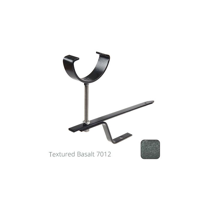 115mm (4.5") Half Round Cast Aluminium Rise & Fall Gutter Bracket - Textured Basalt Grey RAL 7012 
