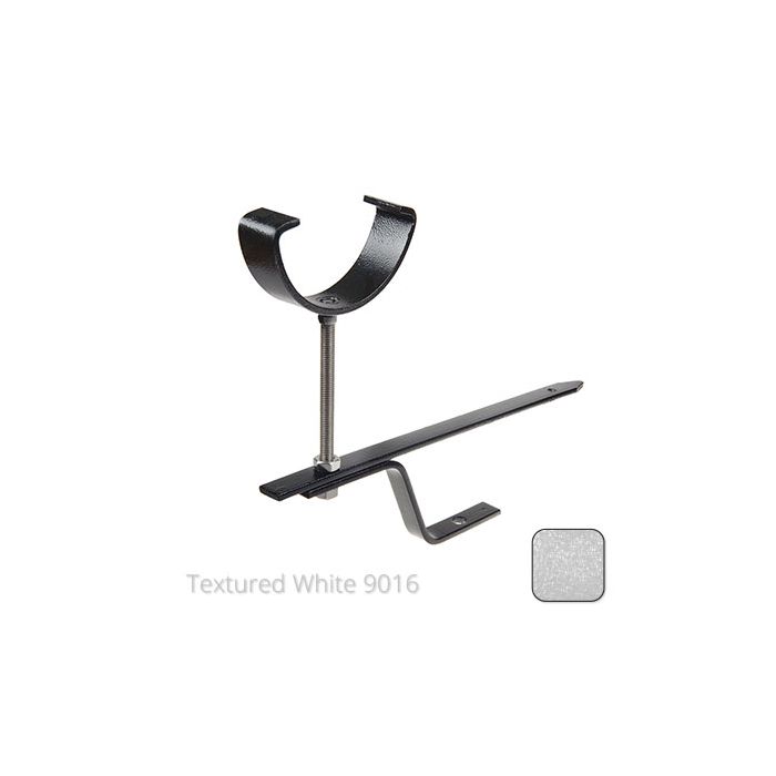115mm (4.5") Half Round Cast Aluminium Rise & Fall Gutter Bracket - Textured Traffic White RAL 9016 