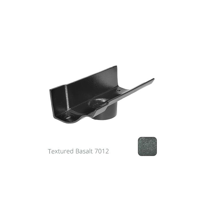 115mm (4.5") Victorian Ogee Cast Aluminium 63mm Gutter Outlet - Textured Basalt Grey RAL 7012 