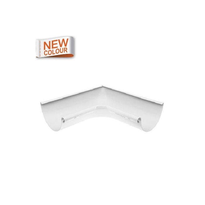 115mm Half Round 9016M White Galvanised Steel 90 degree Internal Gutter Angle