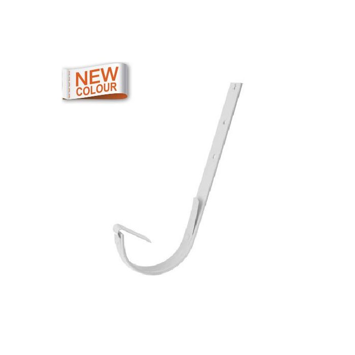 115mm Half Round 9016M White Galvanised Steel Top Fix Rafter Bracket (Bend On Site)