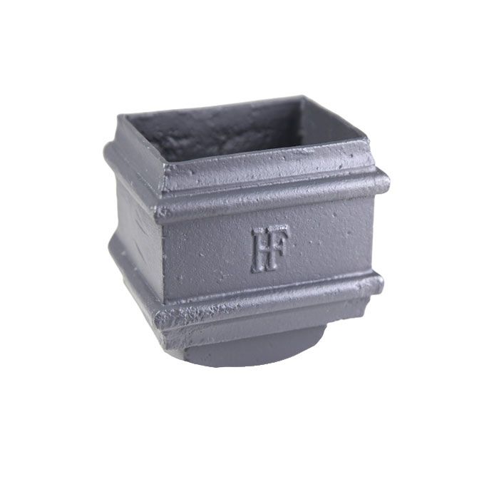 125 x 125mm (5"x5") Hargreaves Foundry Cast Iron Square Downpipe Square To 65mm Round Connector - Primed