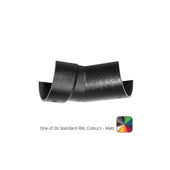 125mm (5") Half Round Cast Aluminium Gutter 135 Internal Angle - One of 26 Standard Matt RAL colours TBC 