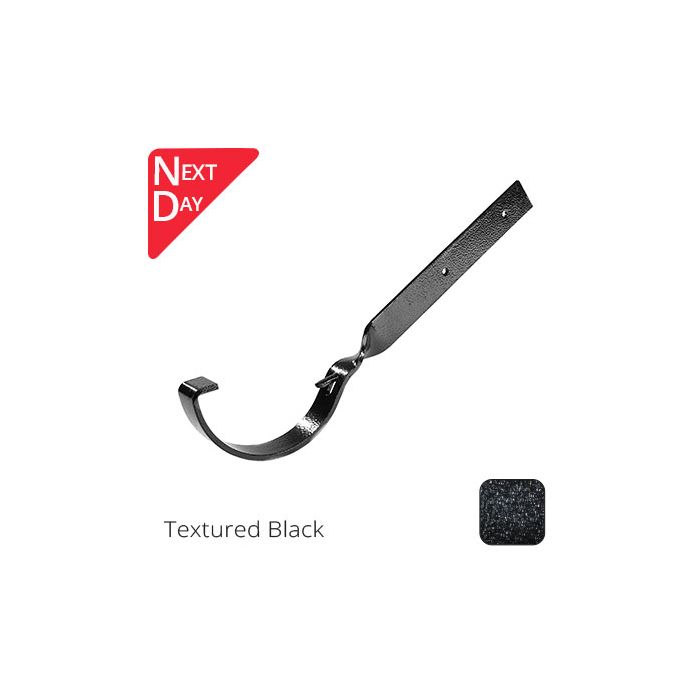 125mm (5") Half Round Cast Aluminium Gutter Side Fix Rafter Bracket - Textured Black