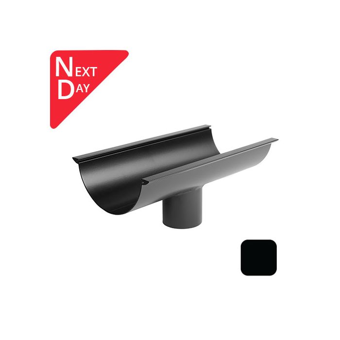 125mm (5") SnapFix Aluminium Half Round 76mm Outlet - RAL 9005M Matt Black 