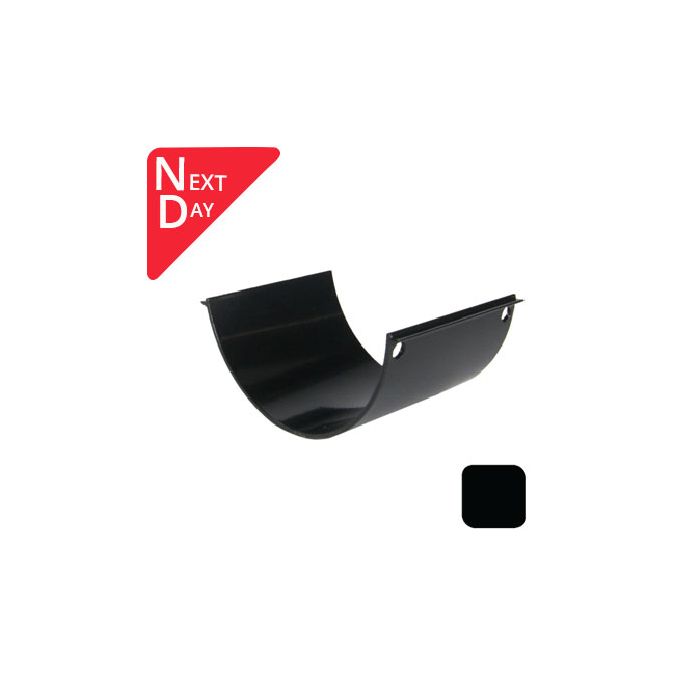 125mm (5") SnapFix Aluminium Half Round Gutter Union - RAL 9005M Matt Black 