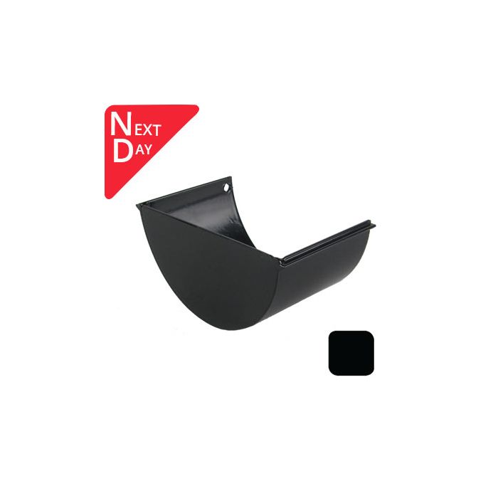 125mm (5") SnapFix Aluminium Half Round Stopend - RAL 9005M Matt Black 