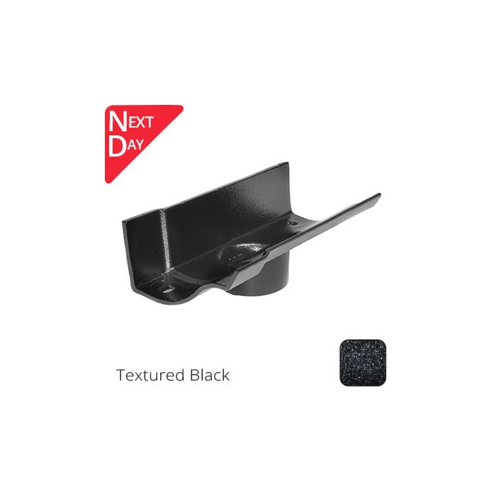 115mm (4.5") Victorian Ogee Cast Aluminium 63mm Gutter Outlet - Textured Black