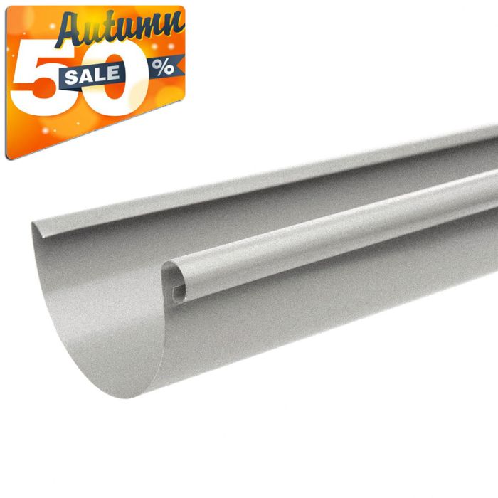 125mm Half Round RAL 9007 'Grey Aluminium' Galvanised Steel Gutter 3m Length