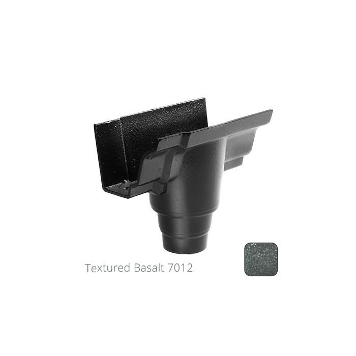 125x100 (5"x 4") Moulded Ogee Cast Aluminium 100mm Gutter Outlet - Textured Basalt Grey RAL 7012 