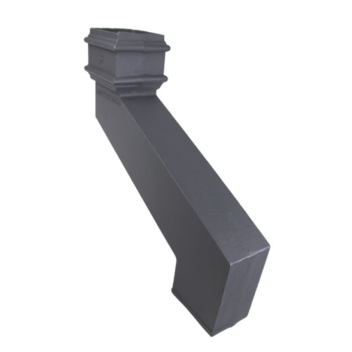 125x100mm (5"x 4") Hargreaves Foundry Cast Iron Square Downpipe 112.5 Degree Side Offset - 533mm Projection - Primed