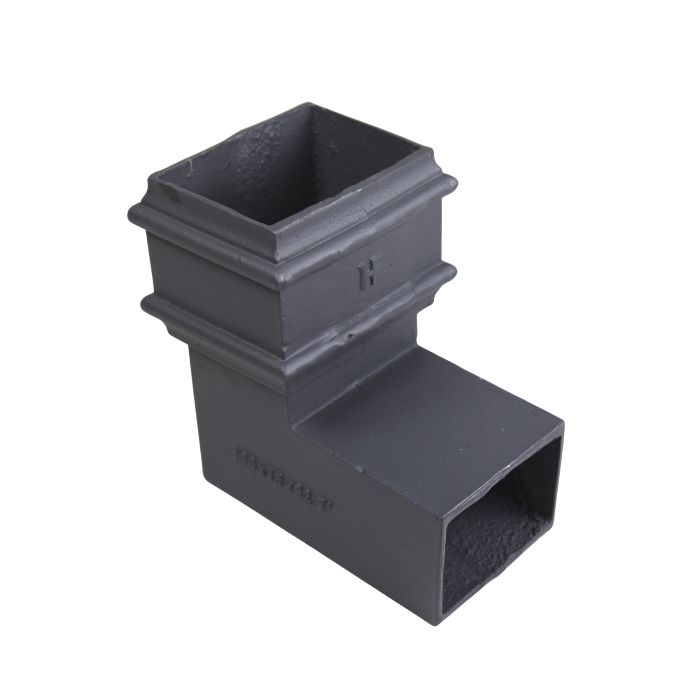 125x100mm (5"x 4") Hargreaves Foundry Cast Iron Square Downpipe 92.5 Degree Front Bend - Primed