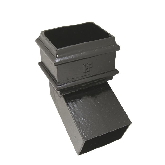 125x100mm (5"x 4") Hargreaves Foundry Cast Iron Square Downpipe Access Pipe with Ears - Pre-painted Black