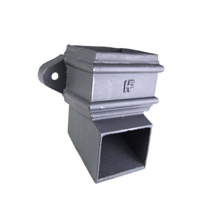 125x70mm (5"x 3") Hargreaves Foundry Cast Iron Square Downpipe Shoe - with Ears - Primed
