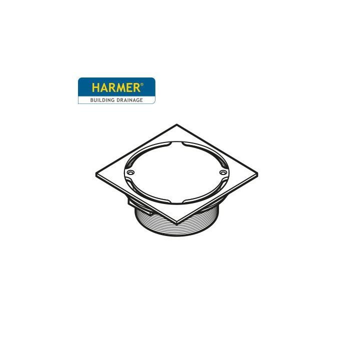 150mm x 150mm Tile Plain Cap Grate Stainless Steel with Trap - Threaded 