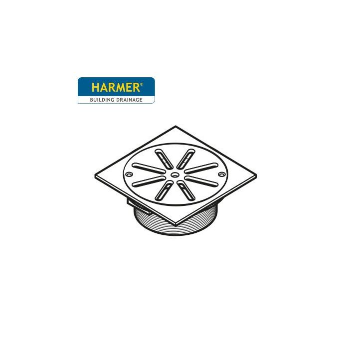 150mm x 150mm Tile Star Cap Grate Nickel Bronze with Trap - Threaded 