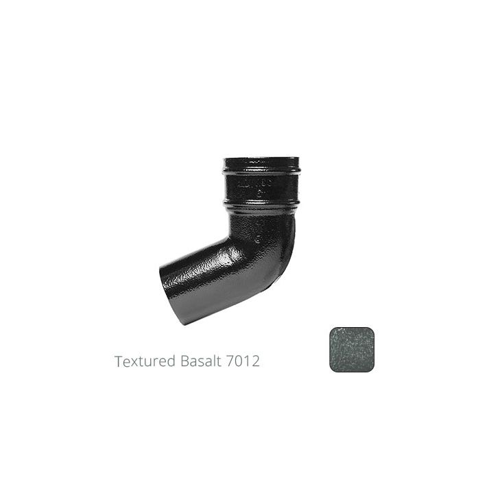 63mm (2.5") Cast Aluminium 112 Degree Bend without Ears - Textured Basalt Grey RAL 7012 - from Rainclear Systems