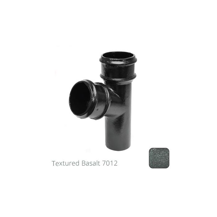 63mm (2.5") Cast Aluminium 112 Degree Branch without Ears - Textured Basalt Grey RAL 7012 - from Rainclear Systems