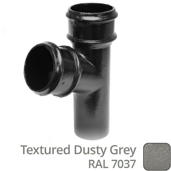 63mm (2.5") Cast Aluminium 112 Degree Branch without Ears - Textured Dusty Grey RAL 7037