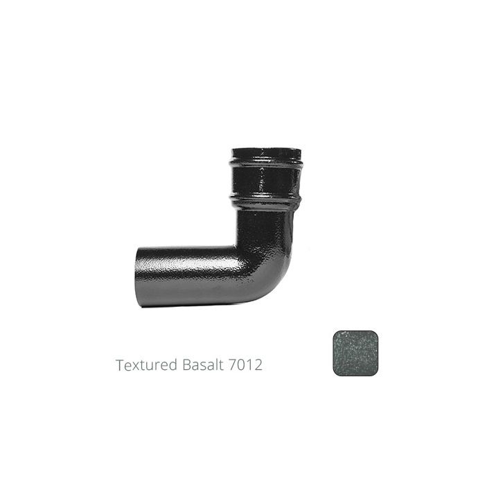 63mm (2.5") Cast Aluminium 90 Degree Bend without Ears - Textured Basalt Grey RAL 7012 - from Rainclear Systems