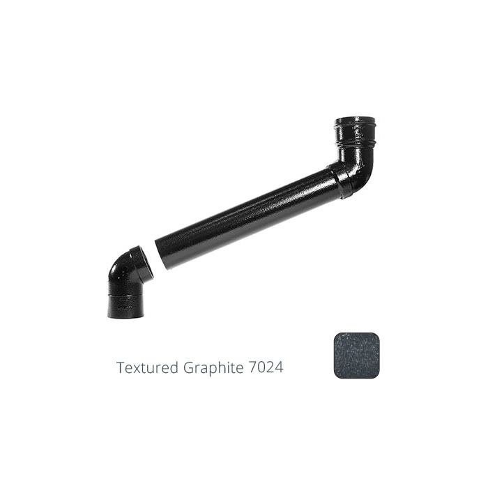 63mm (2.5") Cast Aluminium Downpipe 700mm (max) Adjustable Offset - Textured Graphite Grey RAL 7024 